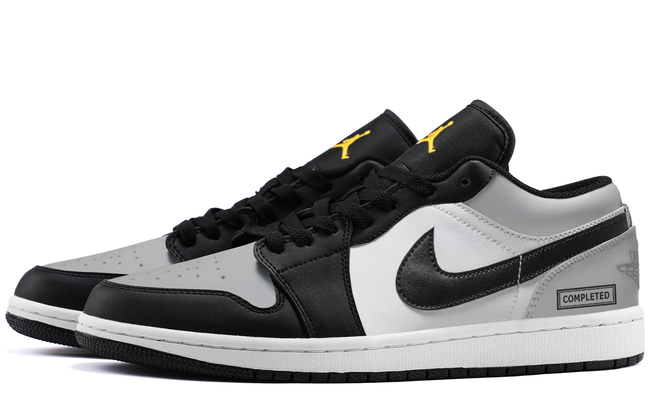 Jordan 1 Abrasion Resistant Low top Vintage Basketball Shoes Unisex Black Gray
