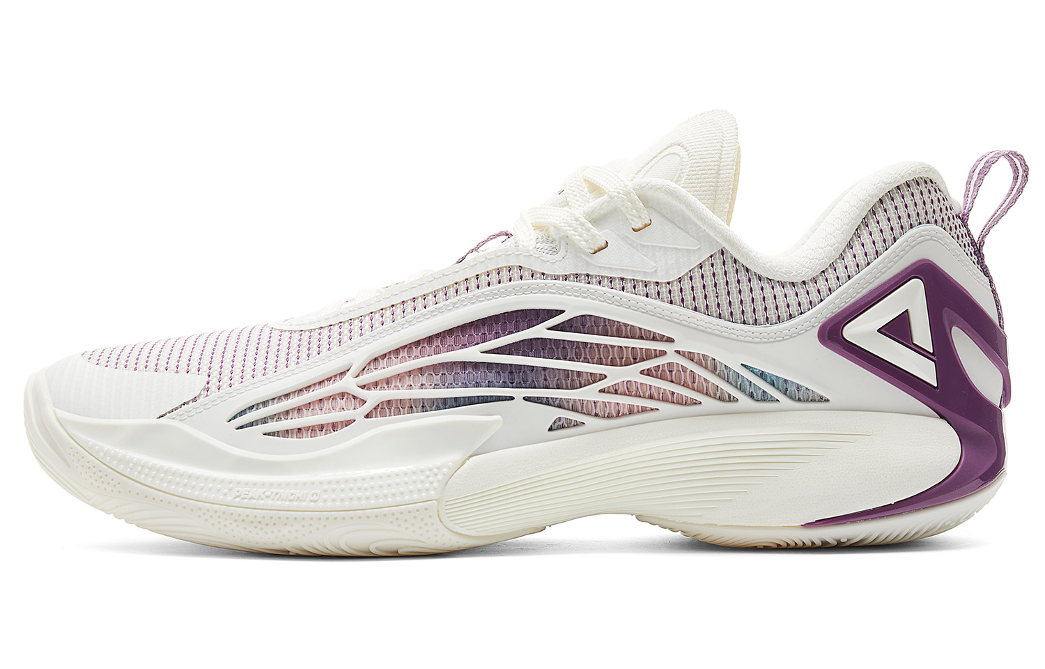 PEAK Cushioning Abrasion Resistant Rebound Low top Basketball Shoes Men’s Super Light White Purple