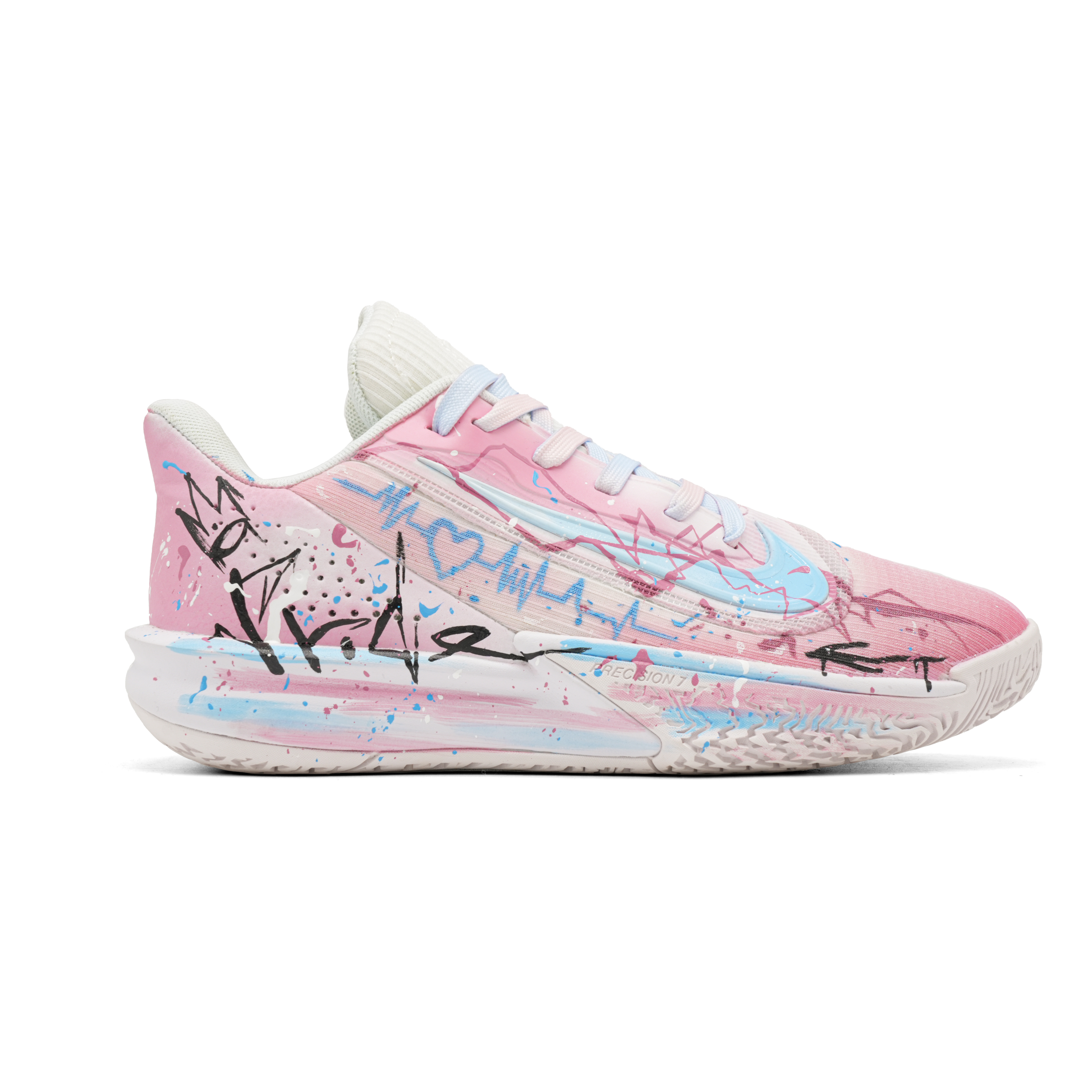Nike Precision 7 Mismatched Speed Mesh Low top Basketball Unisex Blue Pink
