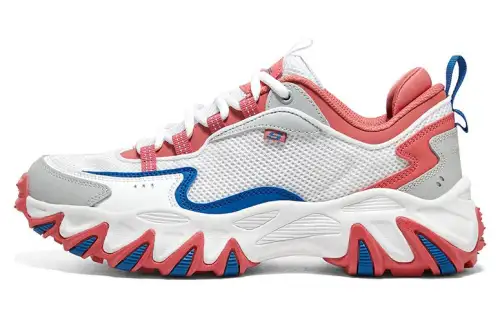 Skechers Stamina V3 Wildfire Shoes Textile, Synthetic Leather Low top Mountaineering Hiking Shoes Men's White Red Blue