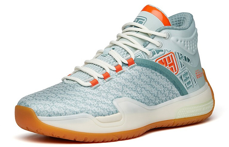 Anta Basketball Collection Fabric Abrasion Resistant Breathable Mid top Vintage Basketball Shoes Men’s Green Orange