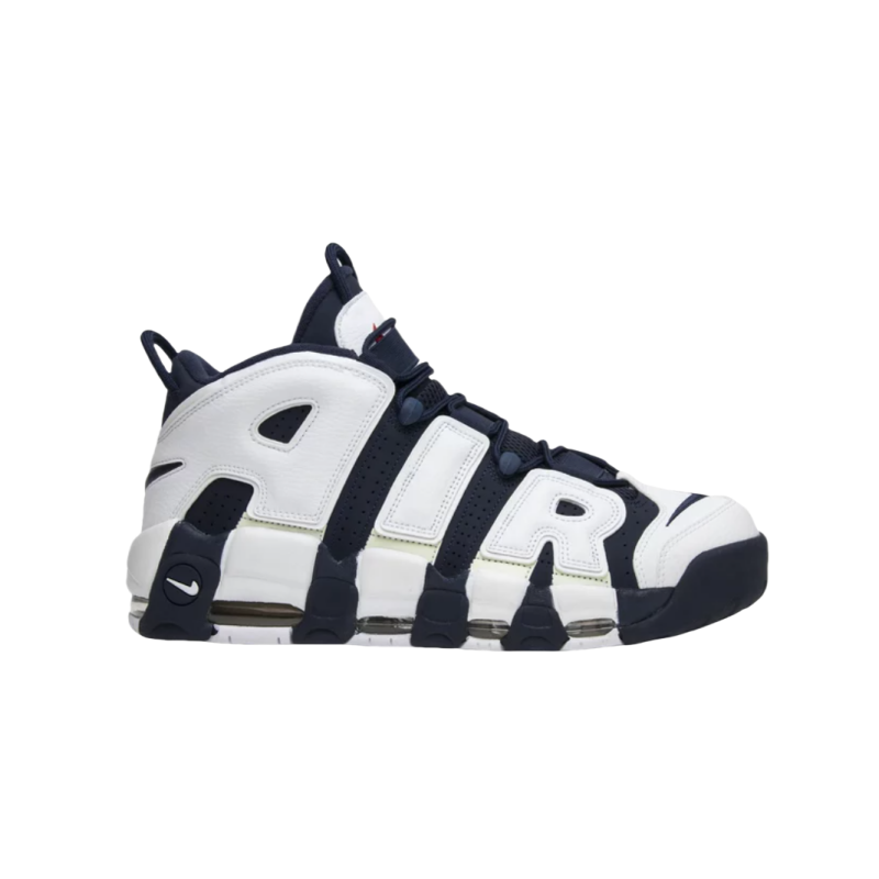 Nike Air More Uptempo Olympic Classic Abrasion Resistant Abrasion Resistant Mid top Basketball Shoes Men’s White Blue