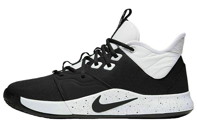 Nike PG 3 TB \"Black White\" Pickle 3 Paul George synthetic leather fabric shock-absorbing and wear-resistant low-top practical basketball shoes men's black and white
