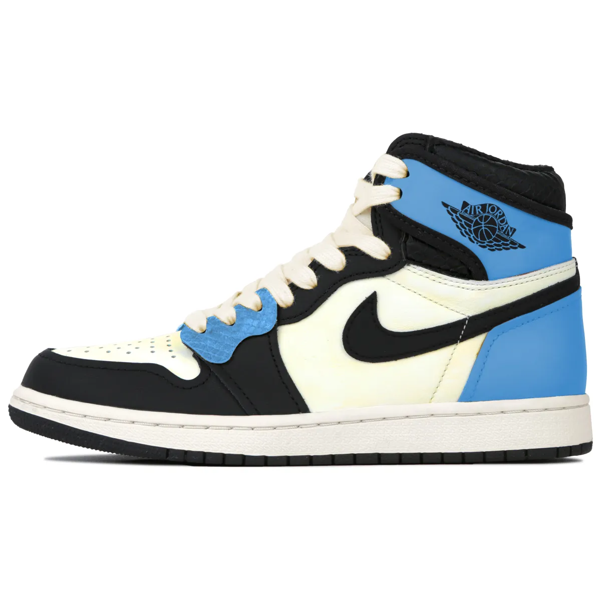 Jordan Air Jordan 1 Slip Resistant High top Vintage Basketball Shoes Unisex Blue Black