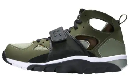 Nike Air Trainer Huarache Abrasion Resistant Breathable Mid top Basketball Shoes Men's Green