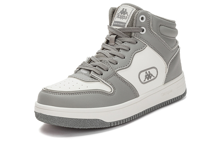 Kappa Abrasion Resistant Mid top Vintage Basketball Shoes Unisex Mushroom Gray Korean White