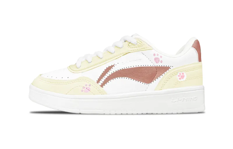Li Ning Sourdough Abrasion Resistant, Lightweight, Balanced Low top Skateboard Shoes Women's Beige Yellow