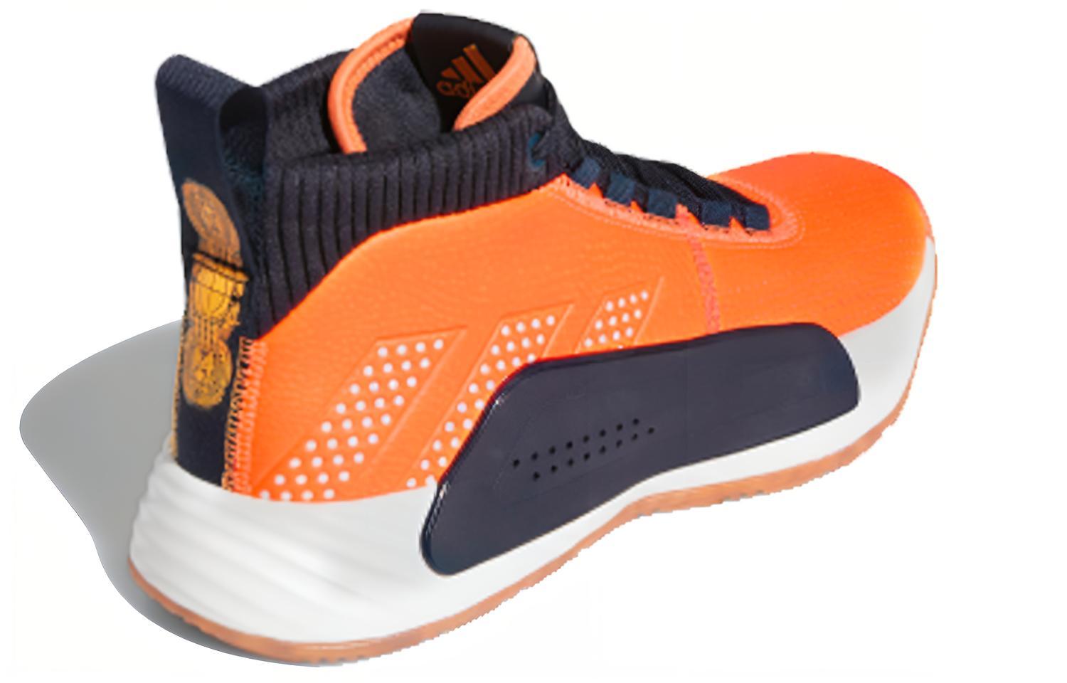 Мужские кроссовки adidas D lillard 5 (оранжево-черно-белые) — фото 4