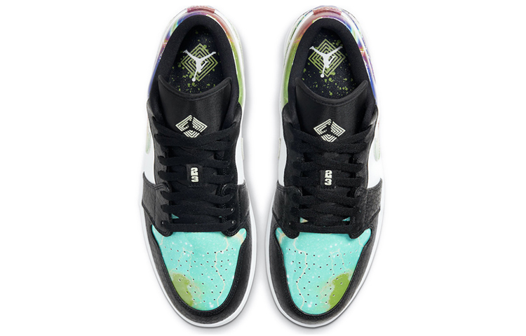 Мужские кроссовки Jordan Air Jordan 1 low multicolor (черно-зеленые) — фото 4
