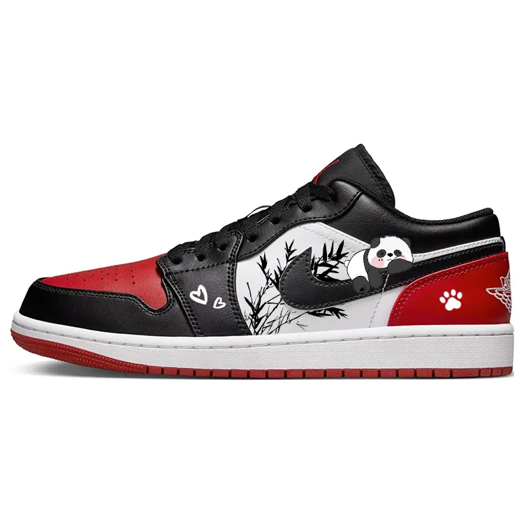 Jordan Air Jordan 1 Slip Resistant Low top Vintage Basketball Shoes Women's Black Red