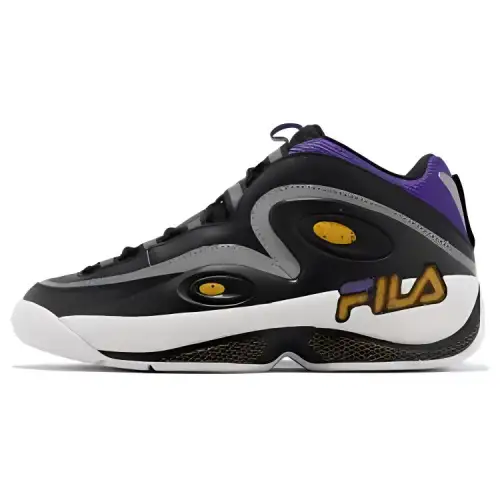 FILA Grant Hill 3 Mid top Vintage Basketball Shoes Men's Black Yellow Purple