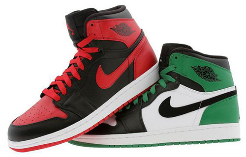 Мужские кроссовки Jordan Air Jordan 1 Retro Defining Moments Pack (зелено-красный) — фото 2