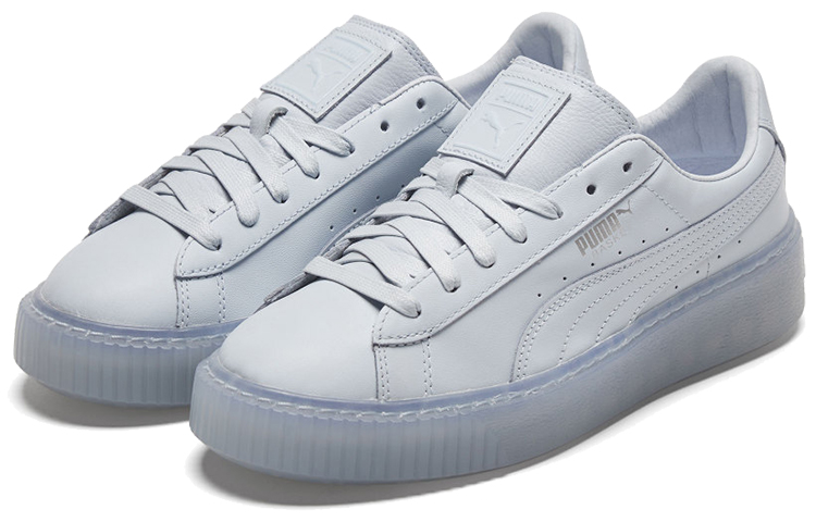 Женские кеды PUMA Basket Platform Core (светло-синий / серебристый) — фото 3