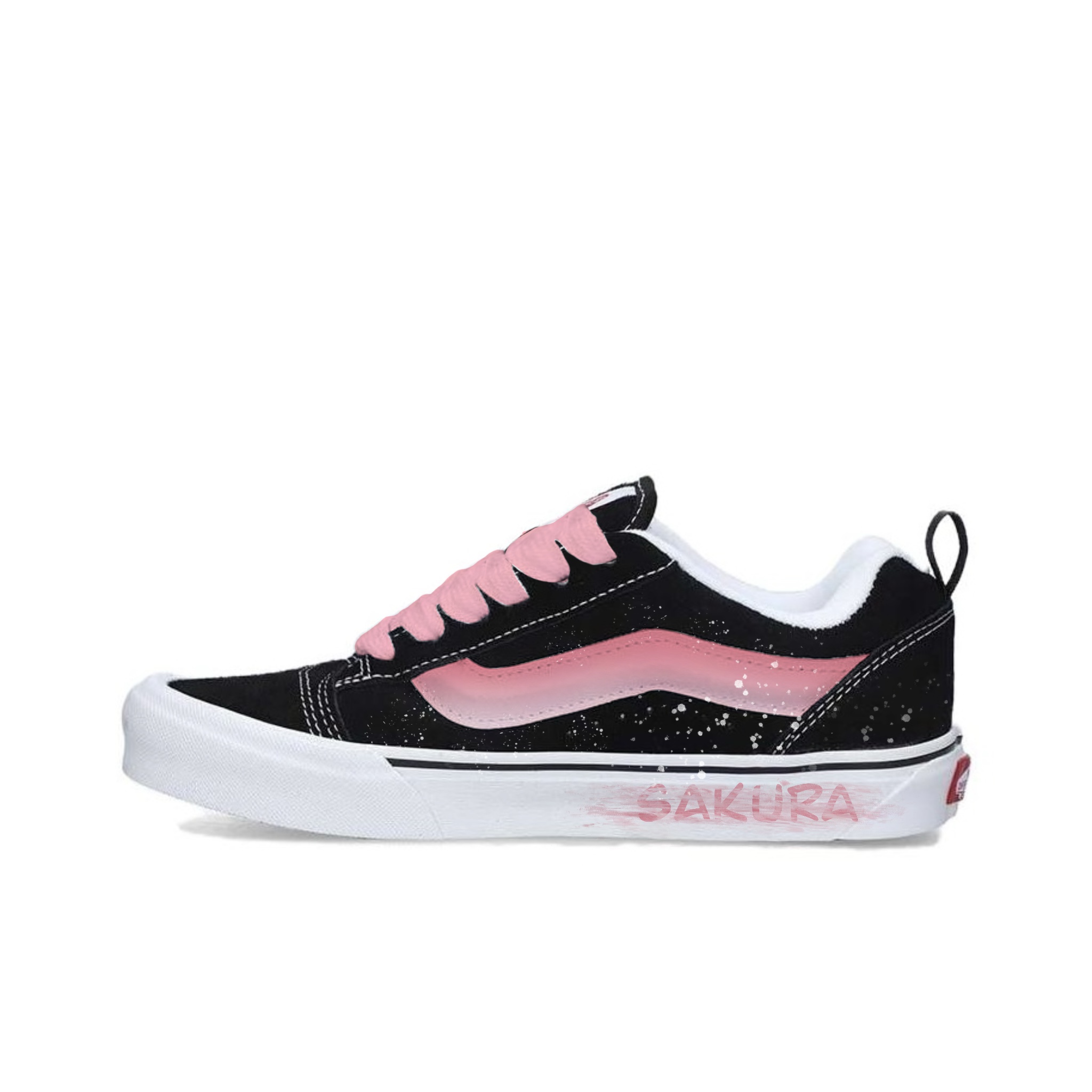 Vans Knu Skool Slip Resistant Abrasion Resistant Low top Canvas Shoes Unisex Black White Pink