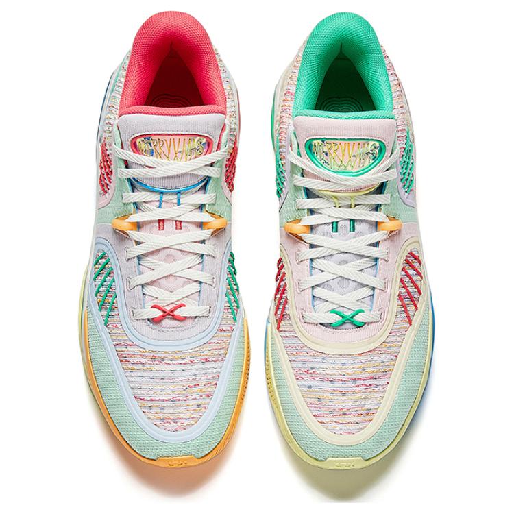 Anta KT10 Slip Resistant Abrasion Resistant Support Mid top Basketball Shoes Men’s Green Pink Blue