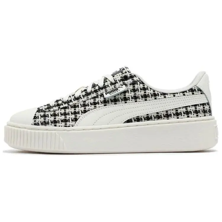 PUMA Platform Abrasion Resistant Low top Skateboard Shoes Women's White Black