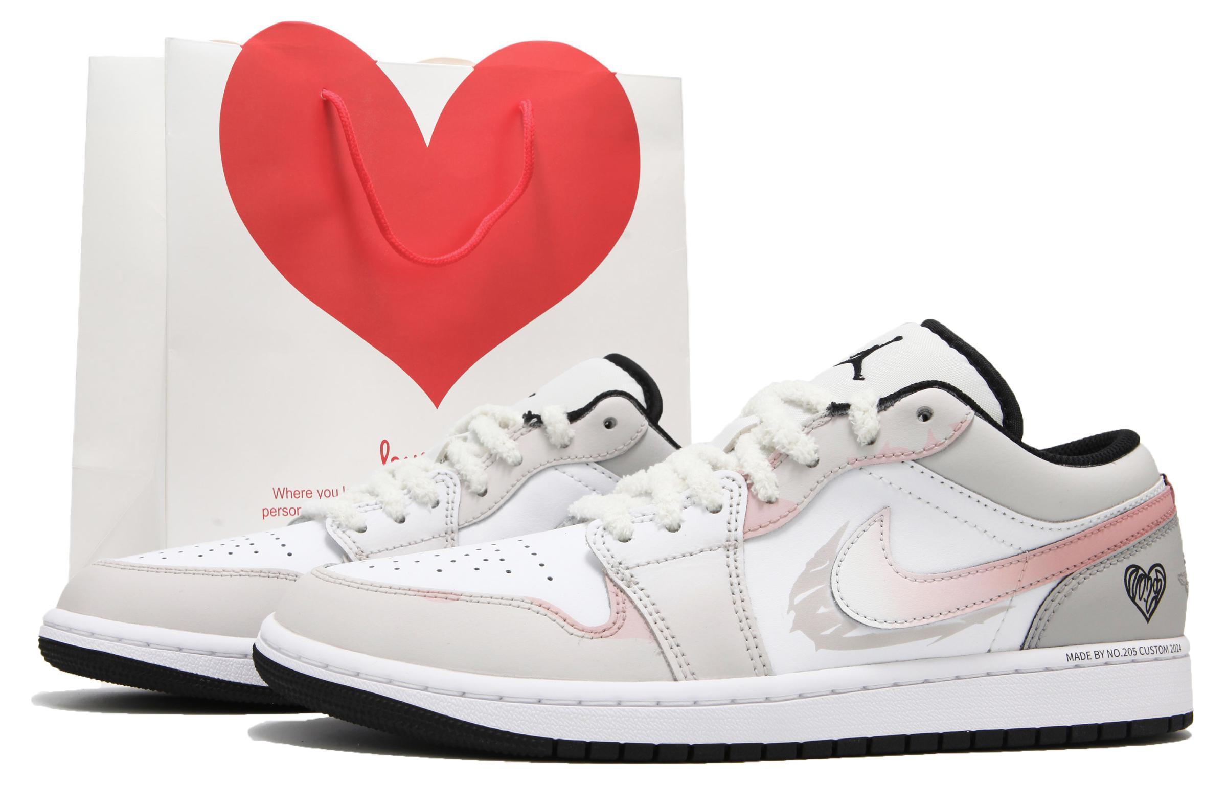 Jordan Air Jordan 1 Abrasion Resistant Low top Vintage Basketball Shoes Men’s Gray Pink