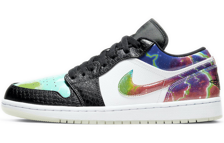 Мужские кроссовки Jordan Air Jordan 1 low multicolor (черно-зеленые) — фото 1