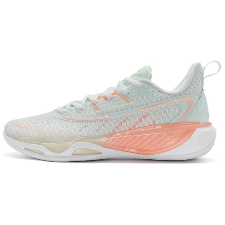 XTEP Light Feather 5 Cushioning Slip Resistant Low top Basketball Shoes Men’s White Green Pink