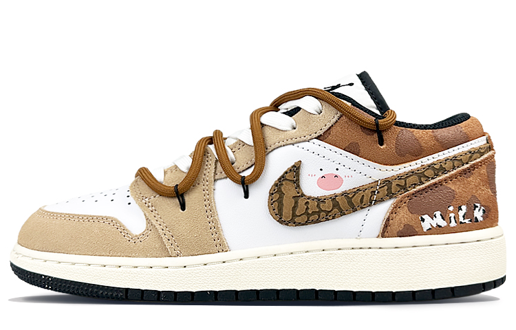 Jordan Air Jordan 1 Low top Vintage Basketball Shoes Women’s White Brown