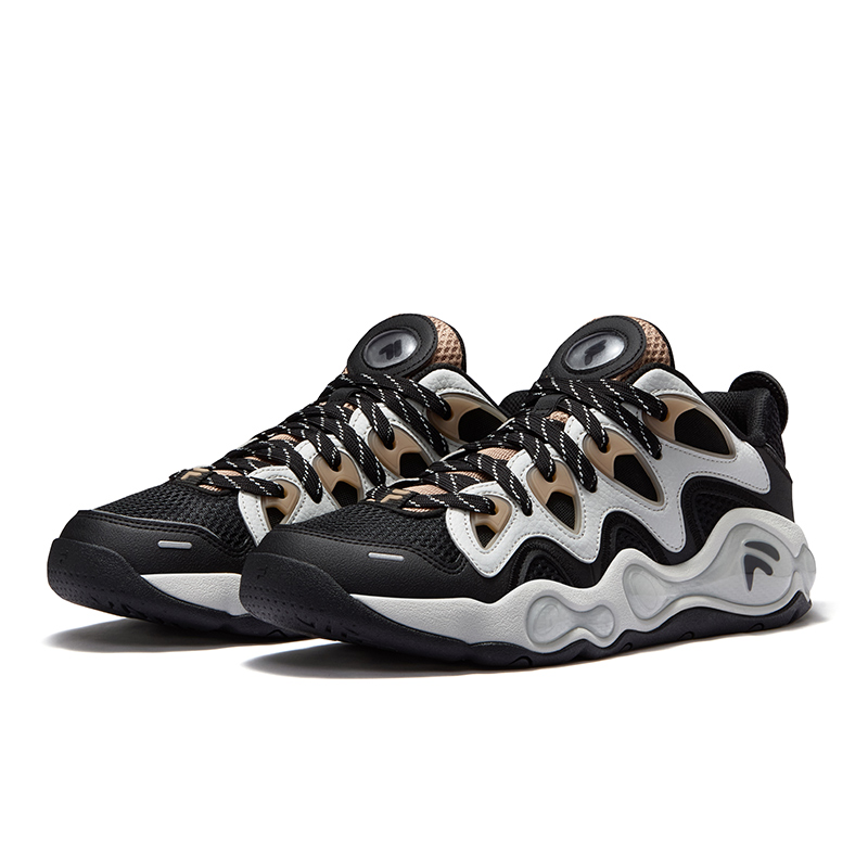 FILA FUSION VERTICAL Crack Shoes Textile, Synthetic Leather Low top Vintage Basketball Shoes Men’s Black Silver