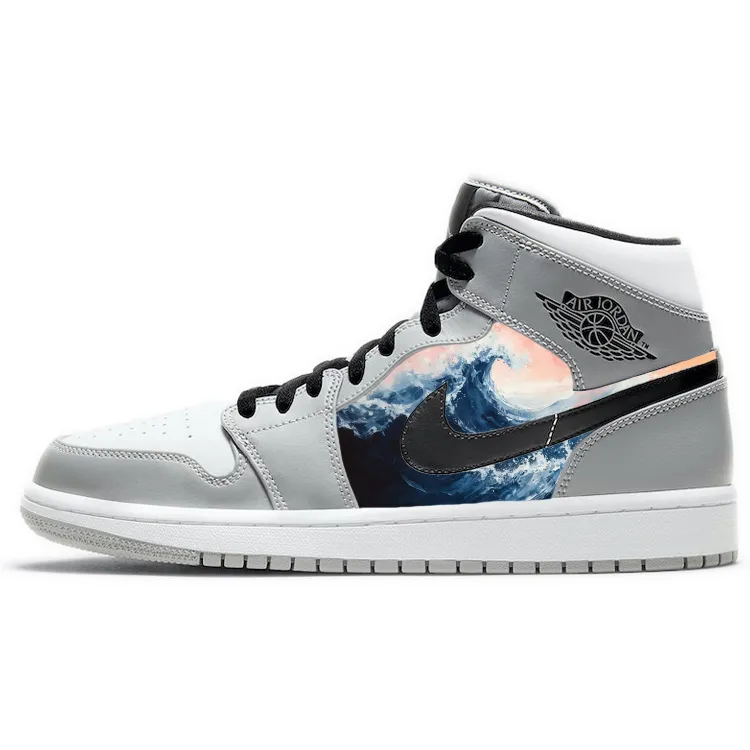 Jordan Air Jordan 1 Abrasion Resistant Slip Resistant Mid top Vintage Basketball Shoes Men's Smoke Gray