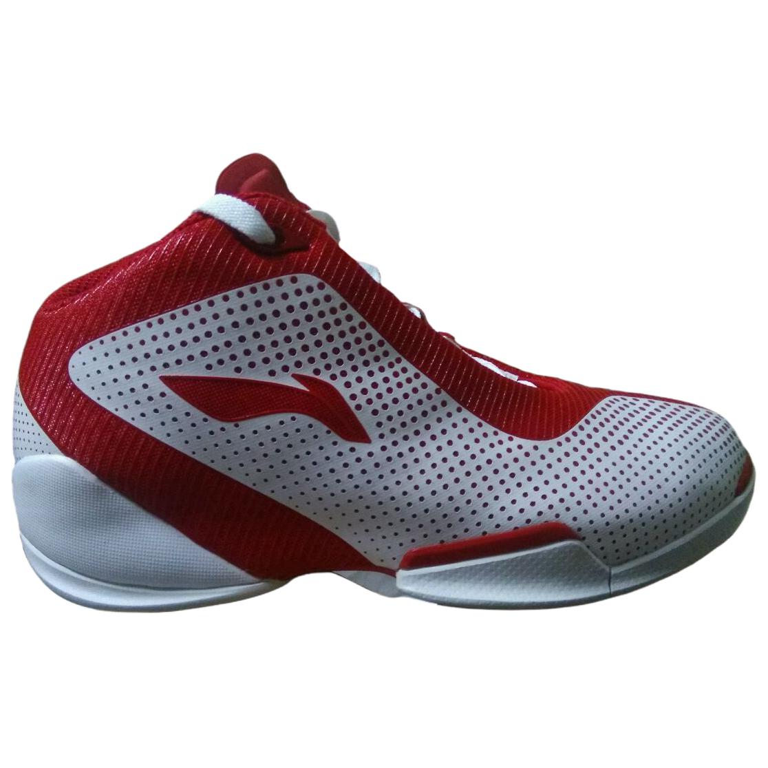 Li Ning Cushioning Abrasion Resistant Cushioning, Wear Resistant Mid top Basketball Shoes Unisex Red White