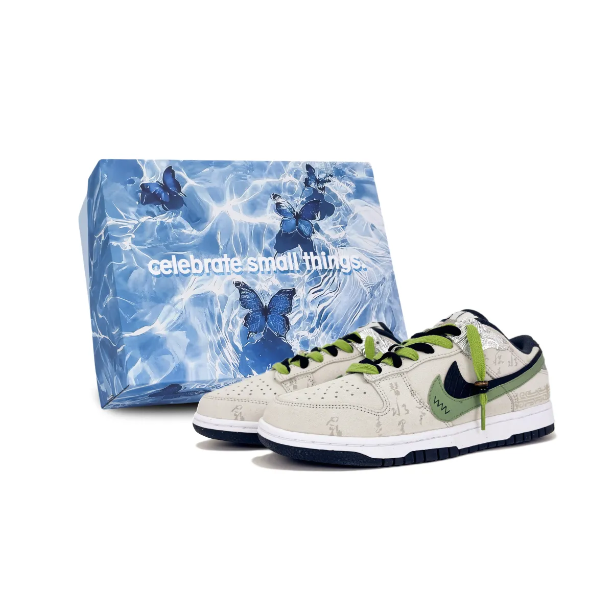 Nike Dunk Abrasion Resistant Low top Skateboard Shoes Unisex Beige Green