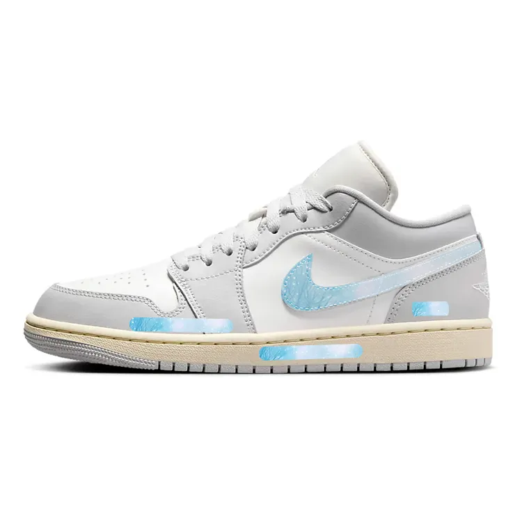 Jordan Air Jordan 1 Abrasion Resistant Slip Resistant Low top Vintage Basketball Shoes Women's Gray White