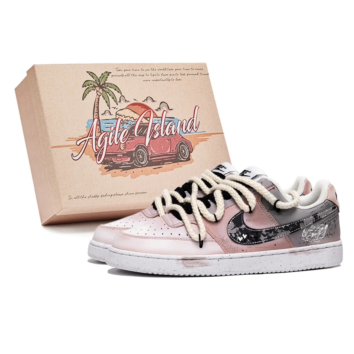 Nike Court Vision 1 Lively Island, Box, Love Confession Dream Abrasion Resistant Abrasion Resistant Low top