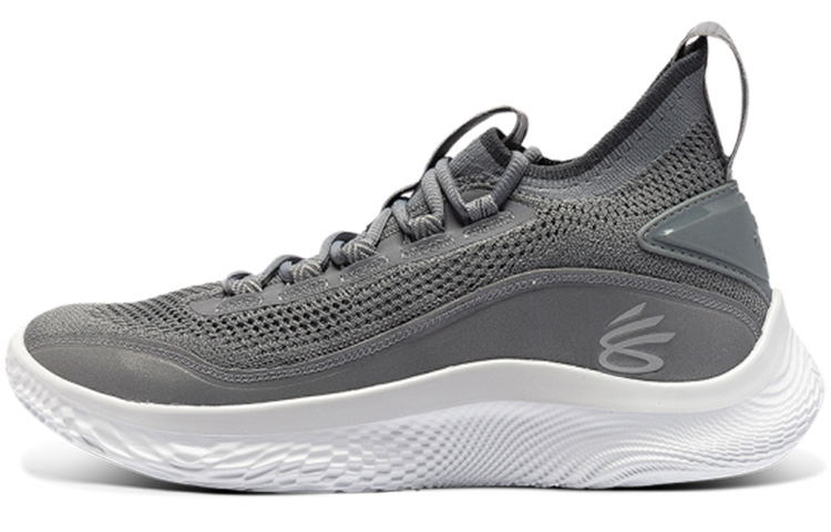 Under Armour Curry 8 ultra-light and comfortable cushioning mid-top practical basketball shoes men's steel color