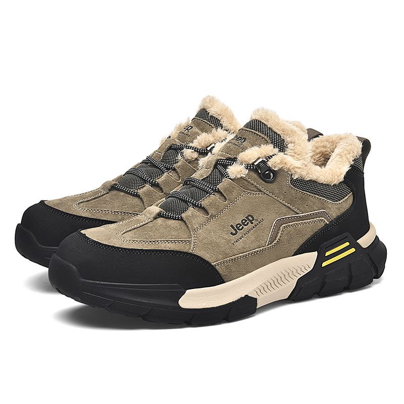 Jeep Fleece Lined Thermal, Versatile Casual Abrasion Resistant Low top Outdoor Mountaineering Hiking Shoes Men’s