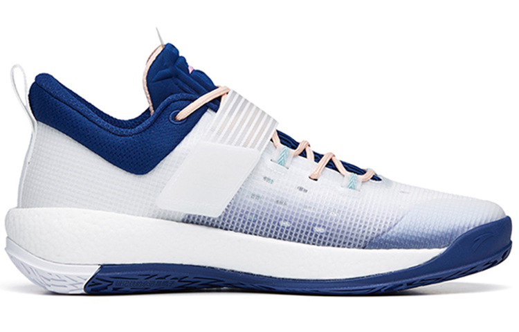 Anta Hengsao4 Abrasion Resistant Fabric Breathable Low top Basketball Shoes Men’s White Blue