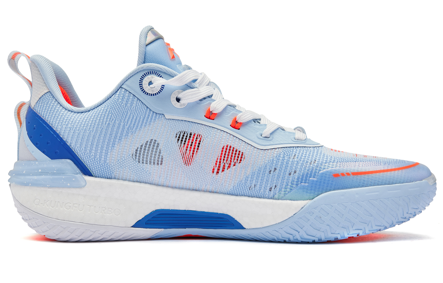 QIAODAN FE2.0 Bay Low top Q KUNGFU TURBO Basketball Shoes Men’s Glacier Blue Bright Orange