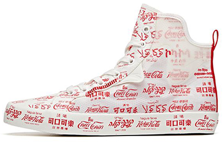 Coca Cola x Anta Slip Resistant Abrasion Resistant High top Canvas Shoes Red White