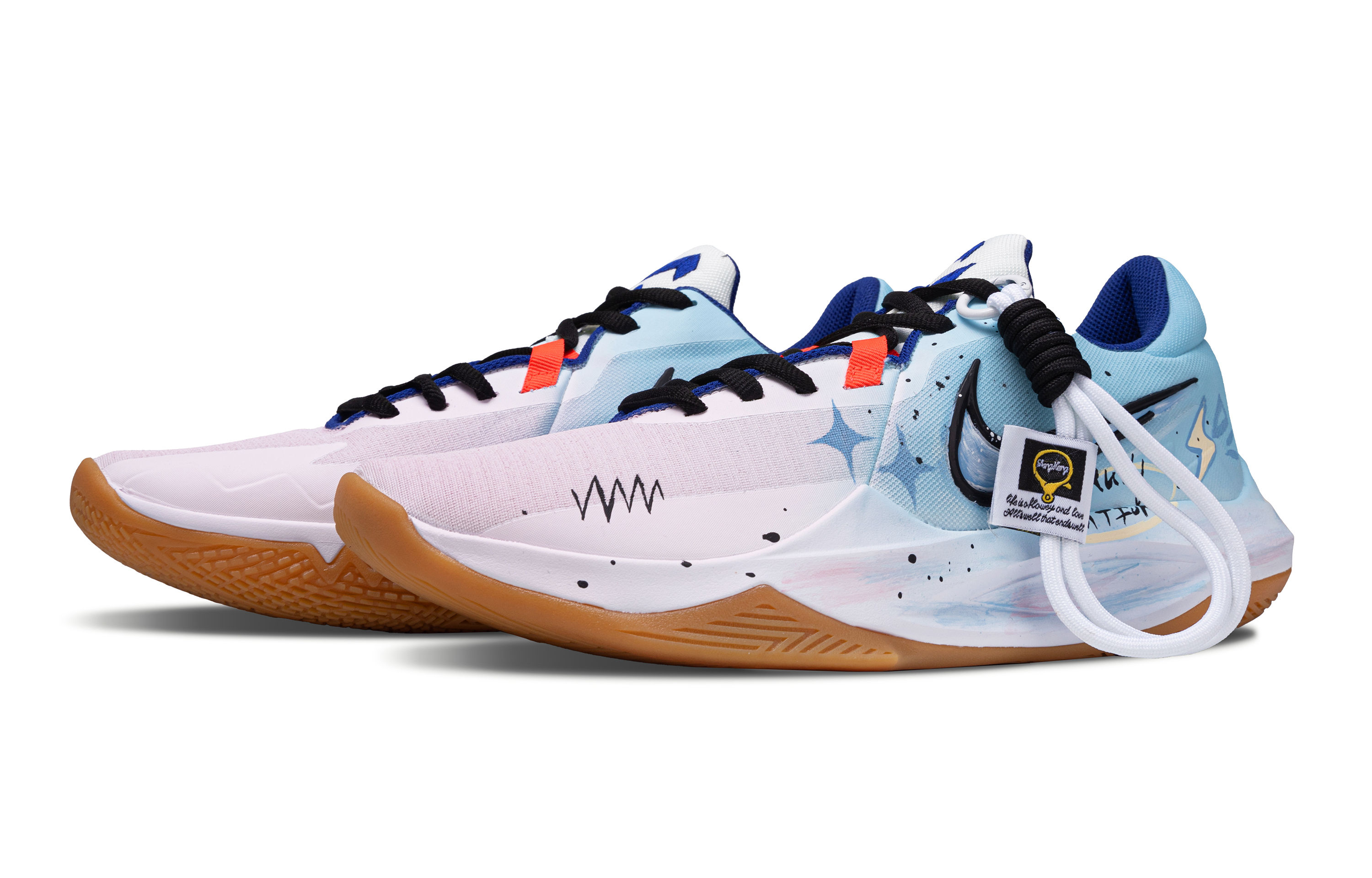 Nike Precision 6 Colorful Shooting Stars Abrasion Resistant Low top Basketball Shoes Unisex Blue Pink