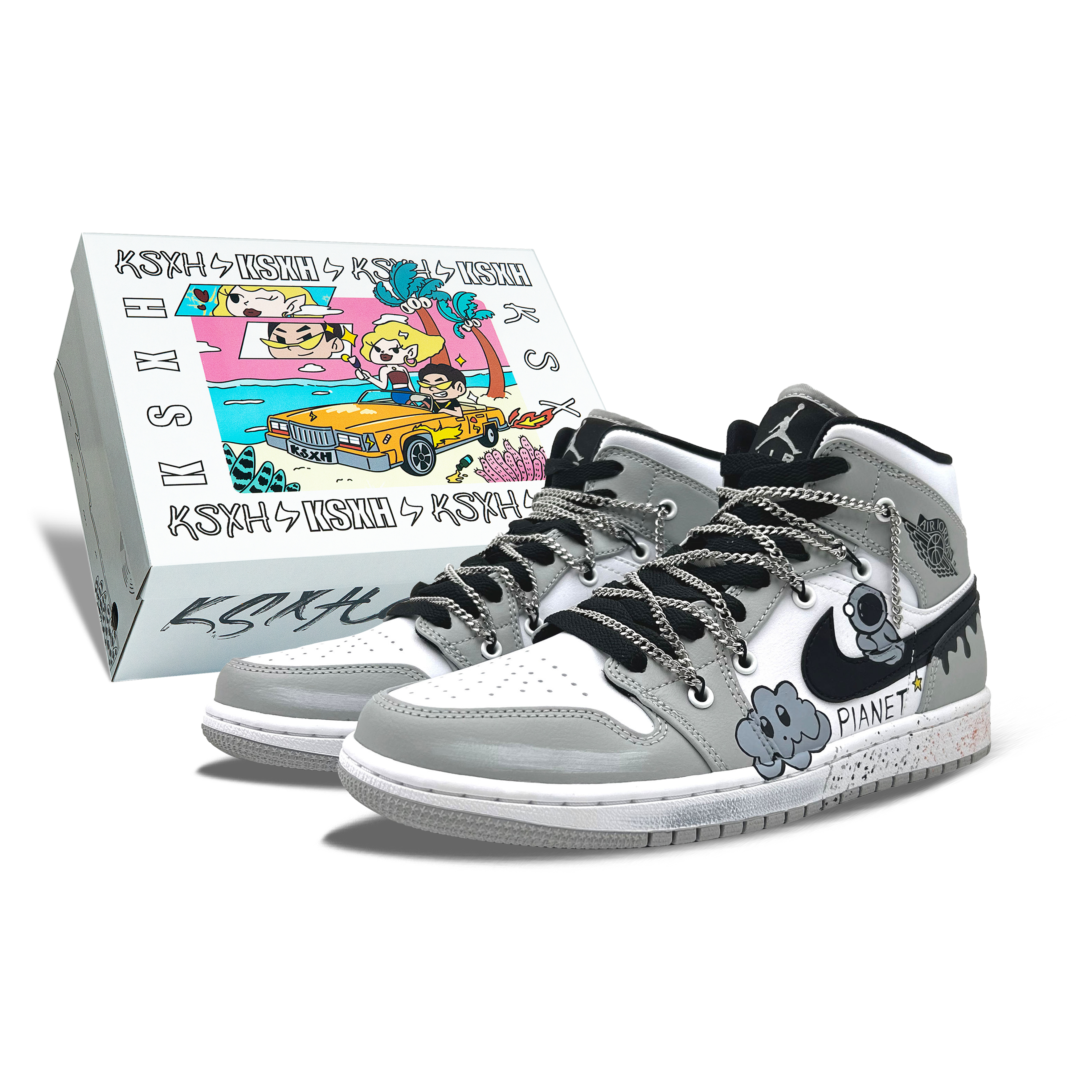 Jordan Air Jordan 1 Cushioning, Wear Resistant Mid top Vintage Basketball Shoes Men’s Gray
