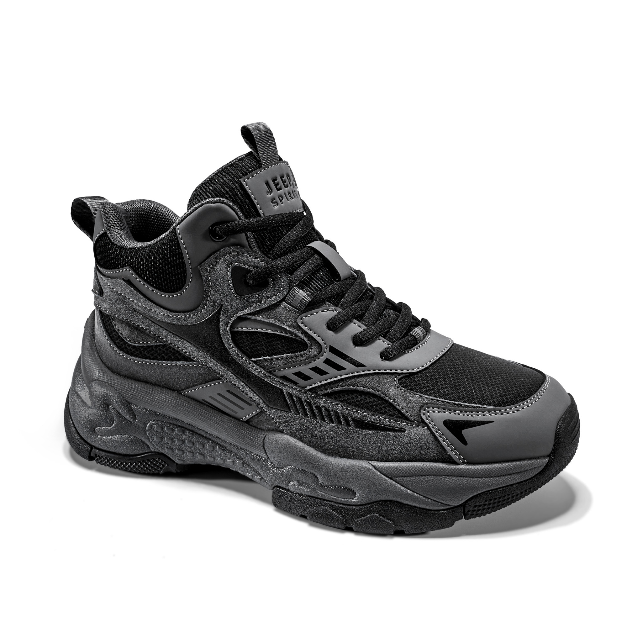 JEEP SPIRIT Rebound Cushioning Support Abrasion Resistant Waterproof Mid top Hiking Shoes Men’s Volcanic Ash