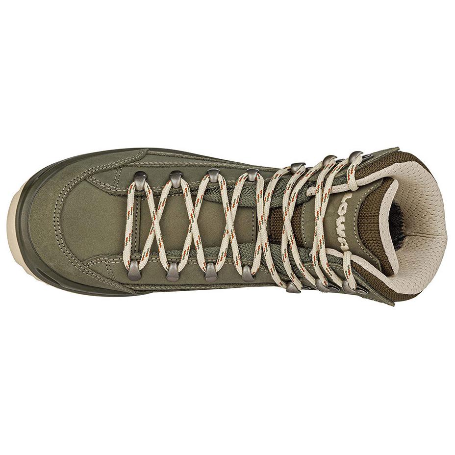 Lowa Renagade GTX Cushioning Slip Resistant Mid top Hiking Shoes Women’s Green Orange