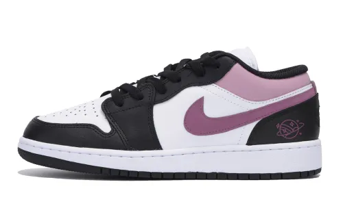 Jordan Air Jordan 1 Abrasion Resistant Slip Resistant Low top Vintage Basketball Shoes Men's Black White Pink