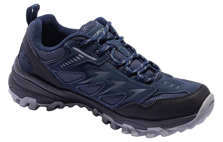 TOREAD Comfortable Slip Resistant Abrasion Resistant Low top Hiking Shoes Men’s Blue Black
