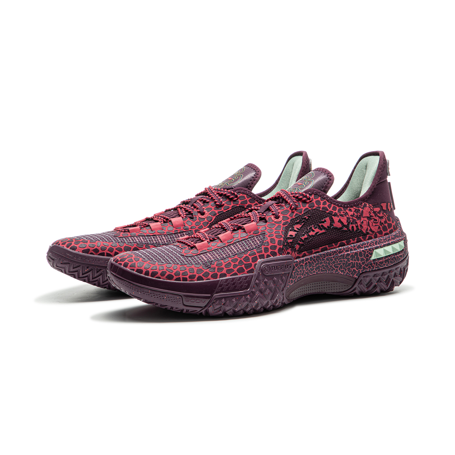Li Ning Jie Ao Cushioning Slip Resistant Abrasion Resistant Lightweight Rebound Low top Basketball Shoes Men’s Fuchsia