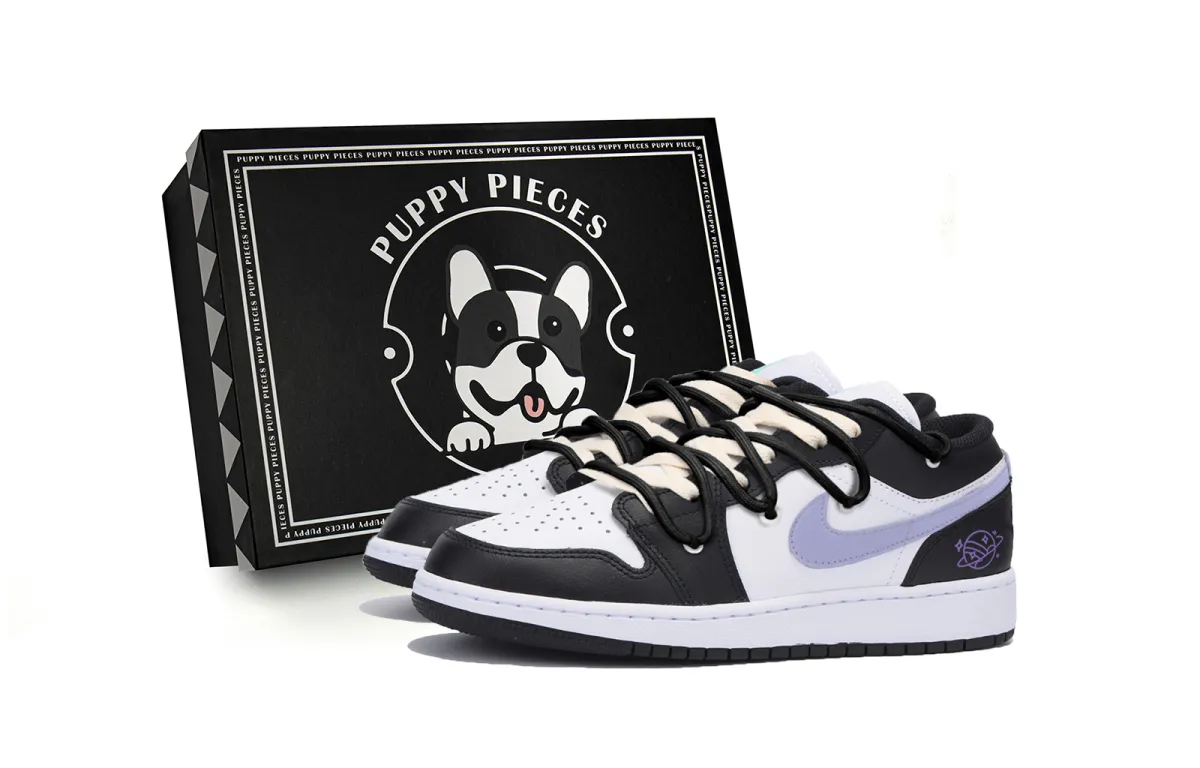 Jordan Air Jordan 1 Abrasion Resistant Slip Resistant Low top Vintage Basketball Shoes Men's Black Purple