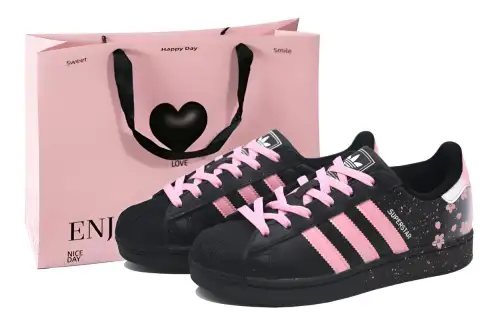 Adidas Originals Superstar 2 Cushioning Low top Skateboard Shoes Unisex Black Pink