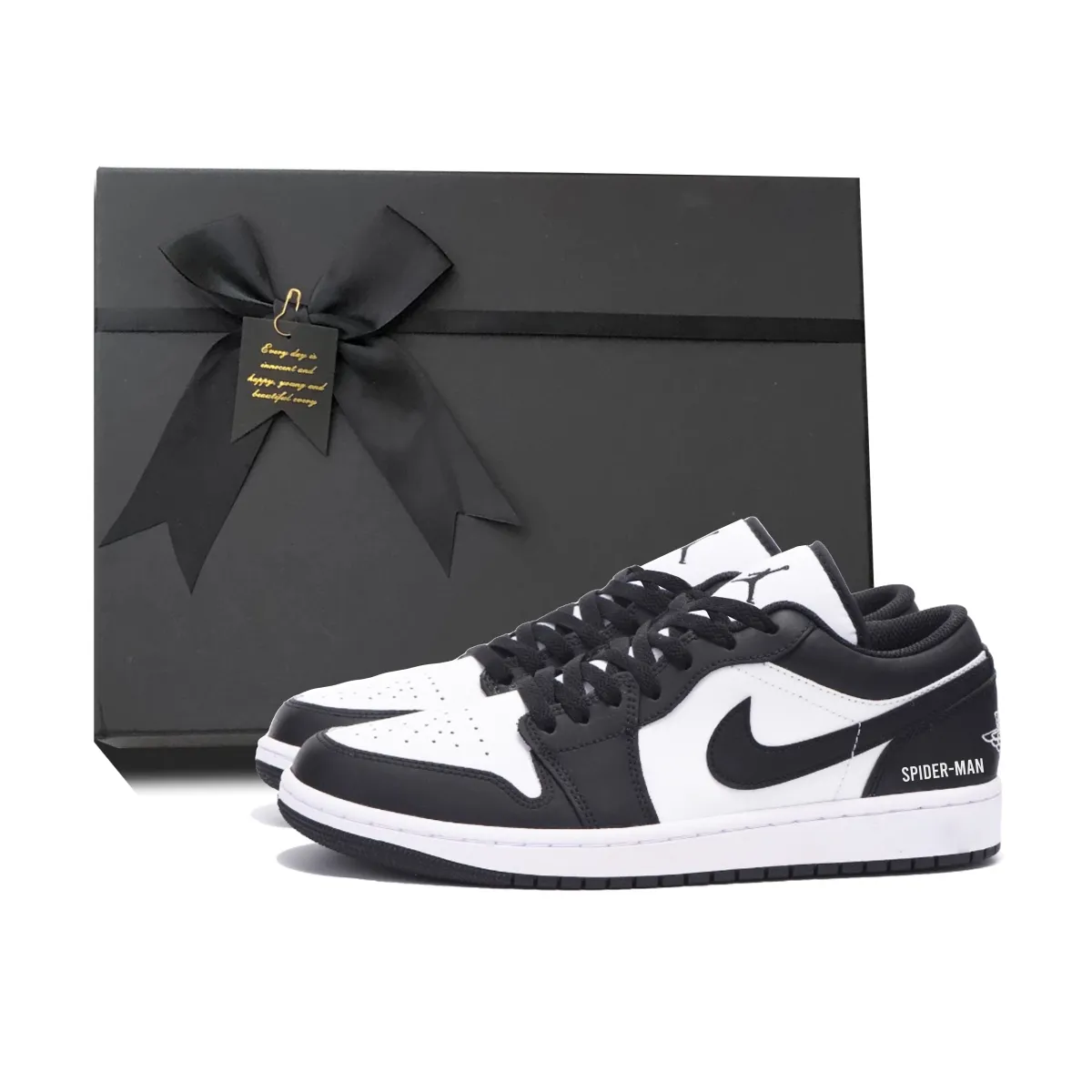 Jordan Air Jordan 1 Slip Resistant Abrasion Resistant Low top Vintage Basketball Shoes Men's Black White