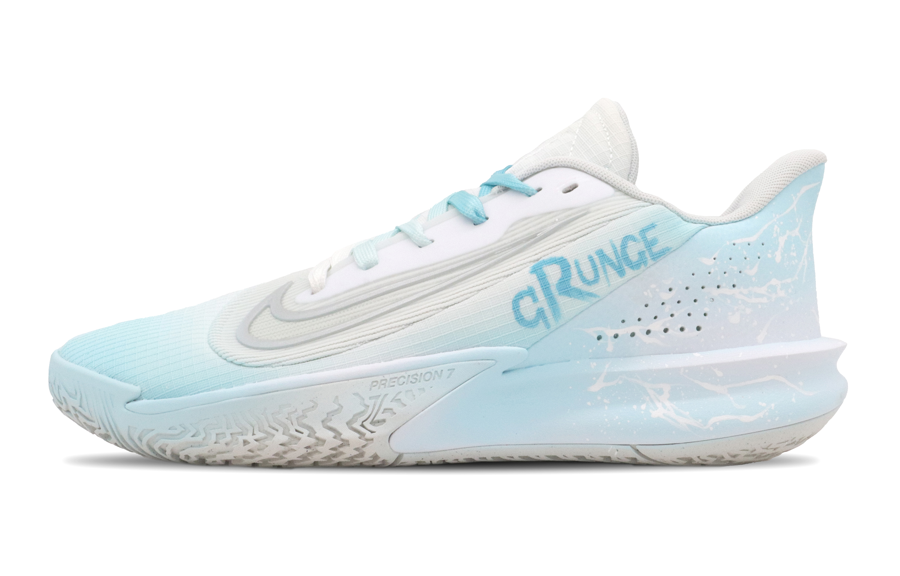 Nike Precision 7 Maris Sal Ice Crystal Cushioning Lightweight Rebound Low top Basketball Shoes Unisex Bright White Blue