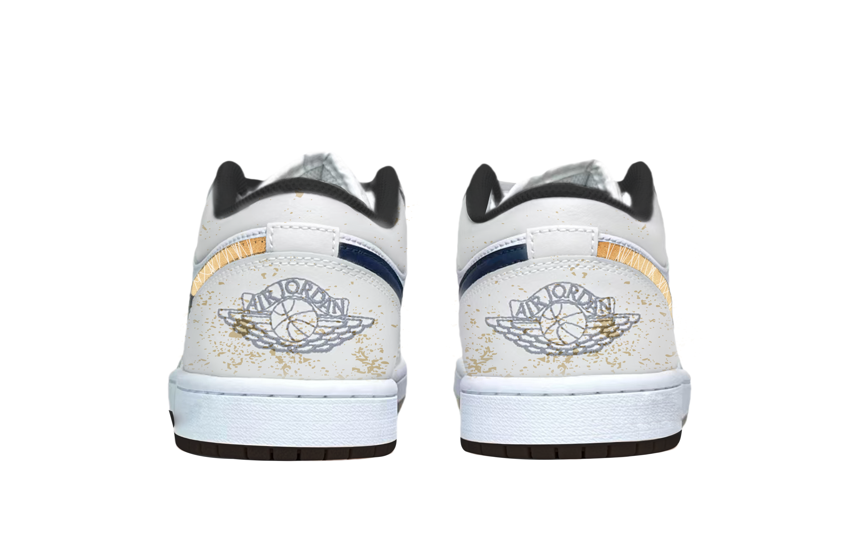 Jordan Air Jordan 1 Gold Sagittarius Abrasion Resistant Low top Vintage Basketball Shoes Men’s White Gold