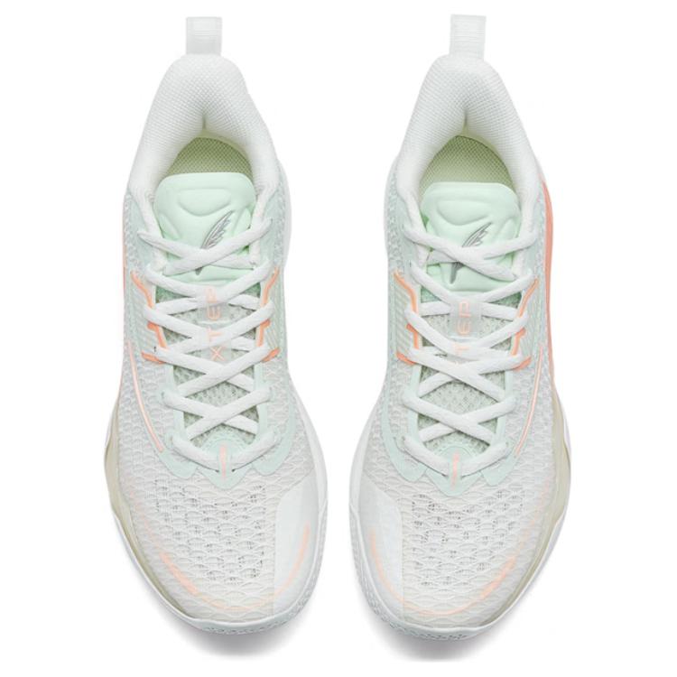 XTEP Light Feather 5 Cushioning Slip Resistant Low top Basketball Shoes Men’s White Green Pink