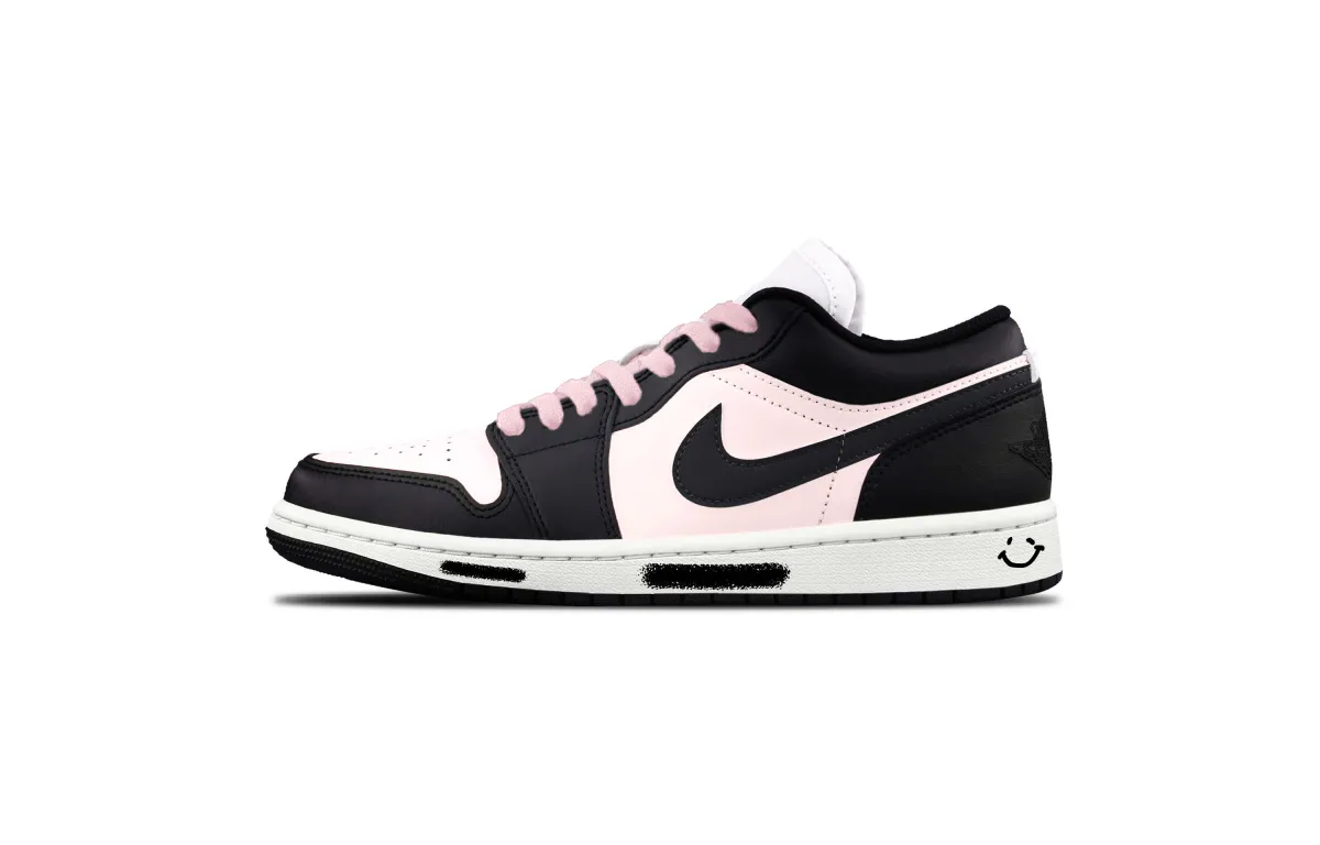 Jordan Air Jordan 1 AJ Black Pink Toe Cushioning, Wear Resistant Low top Vintage Basketball Shoes Unisex Pink Black