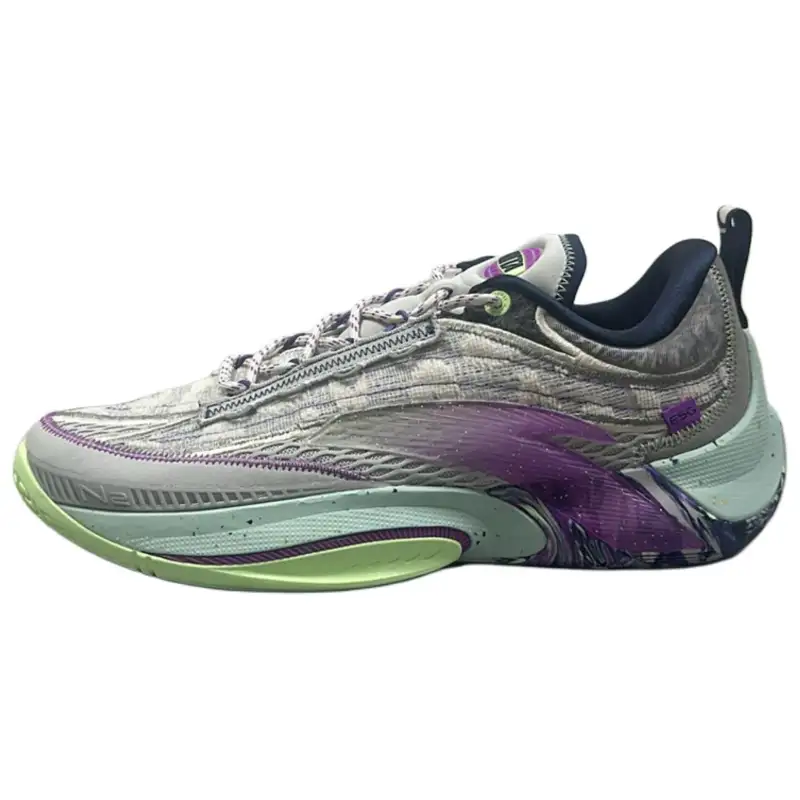 Anta Zap 1 Cushioning Slip Resistant Abrasion Resistant Low top Basketball Shoes Men's Purple Green